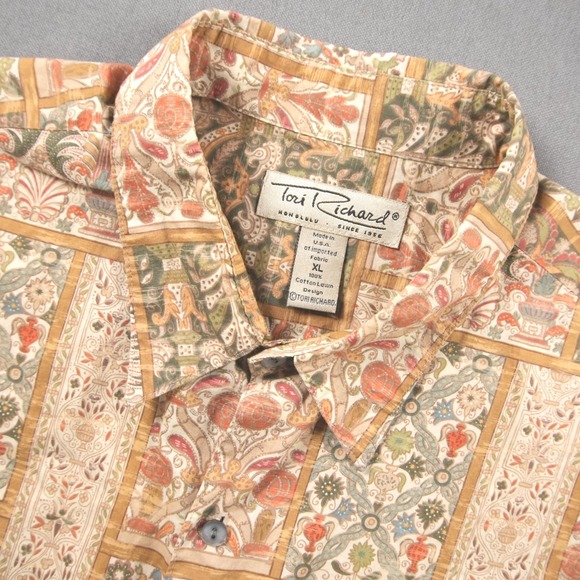 Tori Richard Other - Vintage Tori Richard Patchwork Tapestry Floral USA Mens XL Short Sleeve Shirt